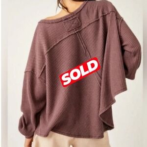 Free People Caroline Waffle Knit Boho Dolman Top Large